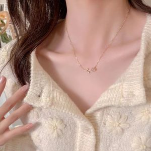 Non Tarnish Waterproof 18k Pvd Gold Plated 316L Stainless Steel Jewelry Fashion Opal Tulip Flower Pendant Necklaces for Women