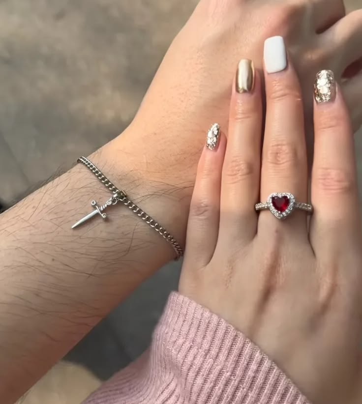 Heart and sword couple ring & bracelet